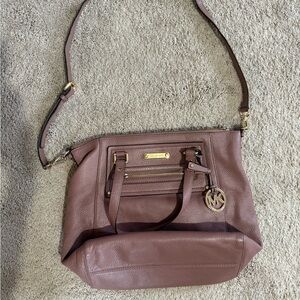 Michael Kors Dusty Rose Pebbled Leather Shoulder Bag with Gold Hardware